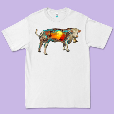 Charolais Bull With Desert And Leopard Premium Tee Designed By Ranaportraitstore