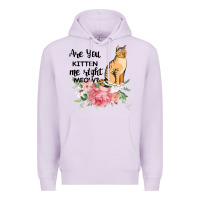 Lilac Are you kitten me right meow Premium Hoodie - Bettercallsaul