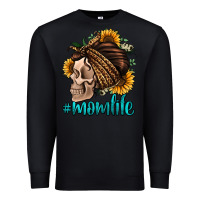 Black momlife skull with bandana Premium Sweatshirt - Jasminsmagicworld