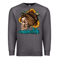 Charcoal Heather momlife skull with bandana Premium Sweatshirt - Jasminsmagicworld