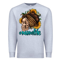 Heather Grey momlife skull with bandana Premium Sweatshirt - Jasminsmagicworld