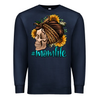 Navy momlife skull with bandana Premium Sweatshirt - Jasminsmagicworld