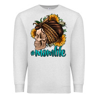 Oatmeal Heather momlife skull with bandana Premium Sweatshirt - Jasminsmagicworld