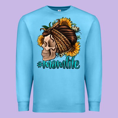Momlife Skull With Bandana Premium Sweatshirt Designed By Jasminsmagicworld