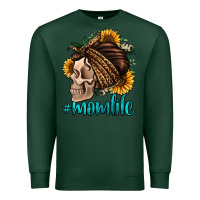 Sports Green momlife skull with bandana Premium Sweatshirt - Jasminsmagicworld