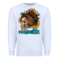 White momlife skull with bandana Premium Sweatshirt - Jasminsmagicworld