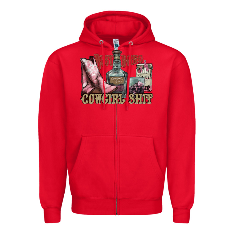 Busy Doing Cowgirl Shit Liquor Boots Cigarette Zipper Hoodie by NancyCooperArtShop | Teevron