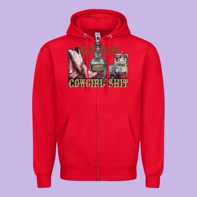 Busy Doing Cowgirl Shit Liquor Boots Cigarette Zipper Hoodie Designed By Nancycooperartshop