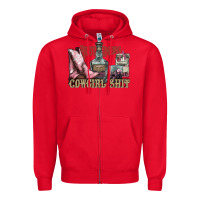 Red busy doing cowgirl shit liquor boots cigarette Zipper Hoodie - NancyCooperArtShop