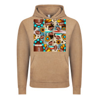 Vintage Coffee football cowhide sunflower seamless pattern Vintage Hoodie - JahusDesignShop