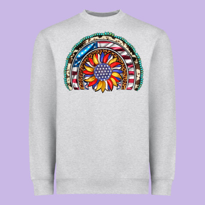Sunflower American Flag Leopard Gemstone Cowhide Rainbow Heavyweight Sweatshirt Designed By Artiststas