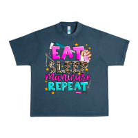 Midnight Navy eat sleep manicure repeat Urban Heavy Tee - AdoDesignShop