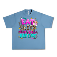 Pebble Blue eat sleep manicure repeat Urban Heavy Tee - AdoDesignShop