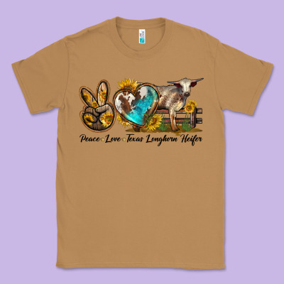 Peace Love Longhorn Heifer Classic Tee Designed By Lillyallendesigns