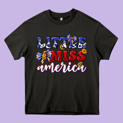 Little Miss America Heavy Core Tee Designed By Texasbilliewilder