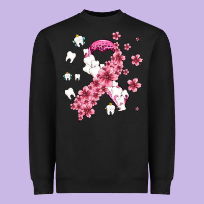 Teeth And Flower Cancer Ribbon Heavyweight Sweatshirt Designed By Adodesignshop