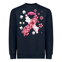 Navy teeth and flower cancer ribbon Heavyweight Sweatshirt - AdoDesignShop