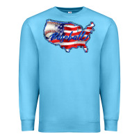Ocean Blue usa flag baseball Premium Sweatshirt - BarkalooDesign