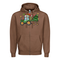 Chestnut christmas tractor Zipper Hoodie - MaliasSmallBusiness