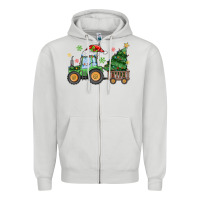Dove Grey christmas tractor Zipper Hoodie - MaliasSmallBusiness