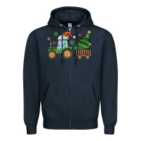 Navy christmas tractor Zipper Hoodie - MaliasSmallBusiness