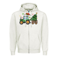 Christmas Tractor Zipper Hoodie | Teevron
