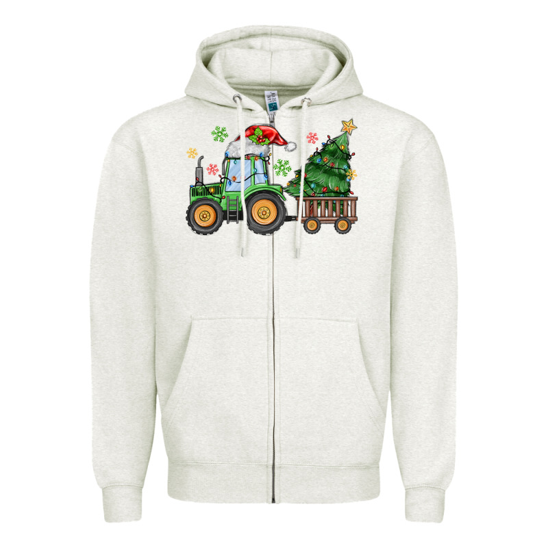 Christmas Tractor Zipper Hoodie by MaliasSmallBusiness | Teevron