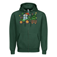 Sports Green christmas tractor Zipper Hoodie - MaliasSmallBusiness