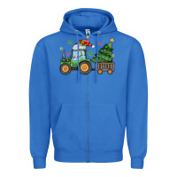 True Royal christmas tractor Zipper Hoodie - MaliasSmallBusiness