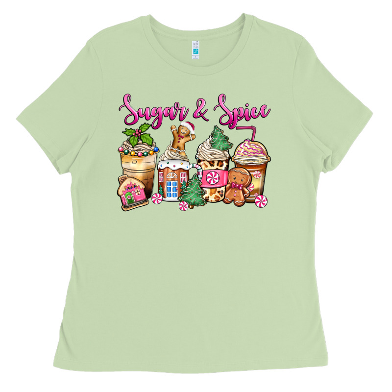 Sugar And Spice Pink Gingerbread Coffee Cups Ladies Tee by Zillion Design Studio | Teevron