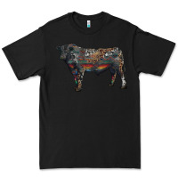 Black black angus bull with western patterns Premium Tee - RanaPortraitStore