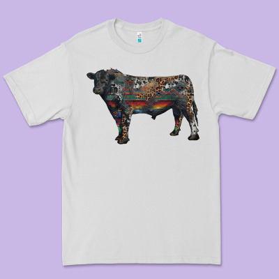 Black Angus Bull With Western Patterns Premium Tee Designed By Ranaportraitstore