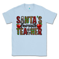 Dusty Blue santa's favorite teacher Classic Tee - Jasminsmagicworld