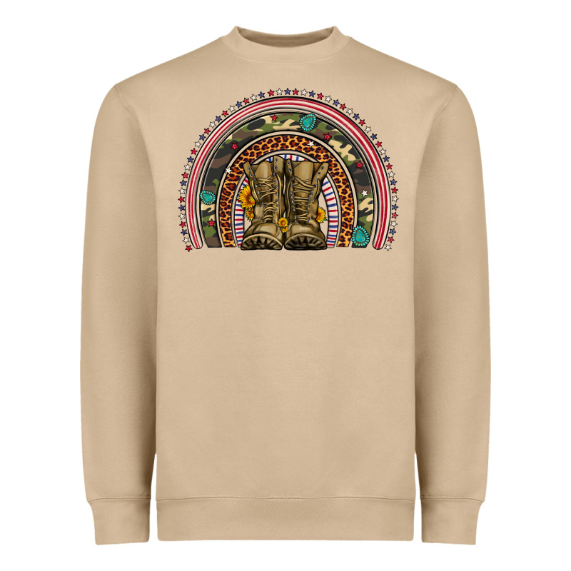 Soldier Boots Camouflage Leopard Gemstone Rainbow Heavyweight Sweatshirt by Artiststas | Teevron