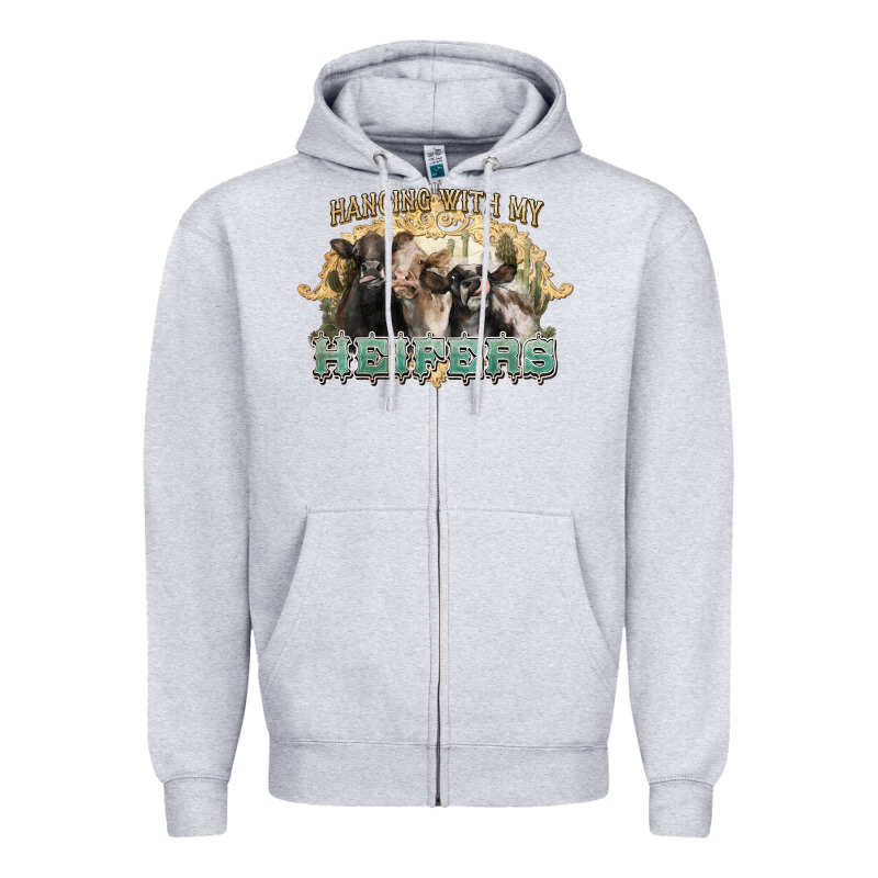 Hanging With My Heifers Zipper Hoodie by NancyCooperArtShop | Teevron