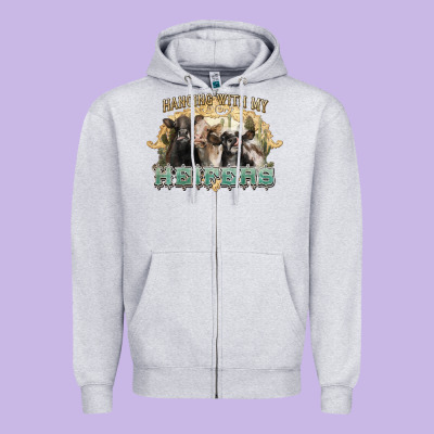 Hanging With My Heifers Zipper Hoodie Designed By Nancycooperartshop