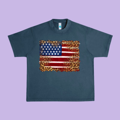 American Flag And Leopard Urban Heavy Tee Designed By Artiststas