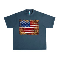 Midnight Navy american flag and leopard Urban Heavy Tee - Artiststas