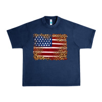 Navy american flag and leopard Urban Heavy Tee - Artiststas