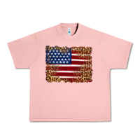 Salmon american flag and leopard Urban Heavy Tee - Artiststas