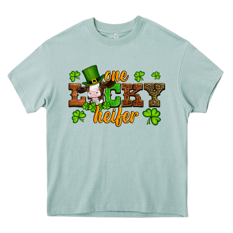St Patricks One Lucky Heifer Baby Cow Heavy Core Tee by Artiststas | Teevron