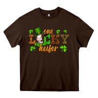 Chocolate Brown st patricks one lucky heifer baby cow Heavy Core Tee - Artiststas