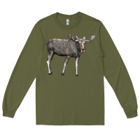 Army Green Moose Buck Deer Long Sleeve Tee - LillyAllenDesigns
