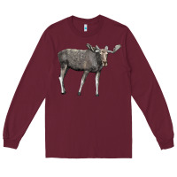 Burgundy Moose Buck Deer Long Sleeve Tee - LillyAllenDesigns
