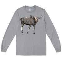 Heather Grey Moose Buck Deer Long Sleeve Tee - LillyAllenDesigns