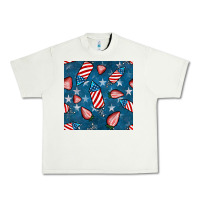 Pistachio 4th uf july strawberries seamless pattern Urban Heavy Tee - BundleAndBundleShop