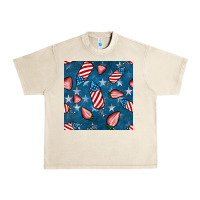 Sandshell 4th uf july strawberries seamless pattern Urban Heavy Tee - BundleAndBundleShop