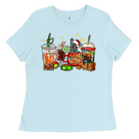 Baby Blue Christmas coffee cups with French Bulldog Ladies Tee - RanaPortraitStore