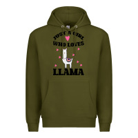 Army Green Llama Just A Girl Who Loves Llamas Premium Hoodie - Bettercallsaul