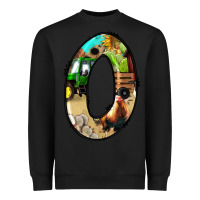 Black farm life alphabet numbers 0 Heavyweight Sweatshirt - BundleAndBundleShop